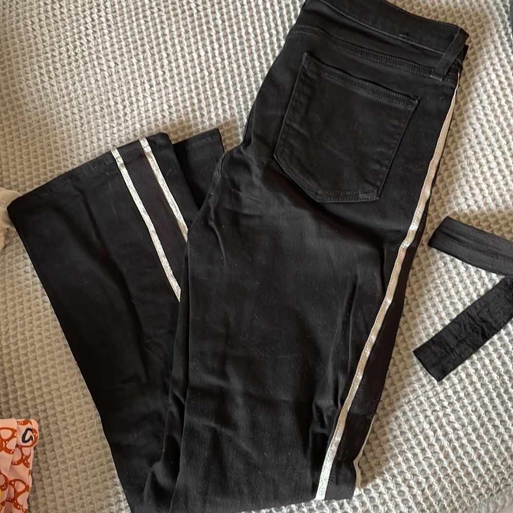 Veronica Beard cropped side stripe metallic pant